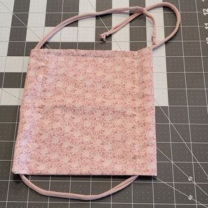 Pink Floral Cotton Drawstring Face Mask Handmade